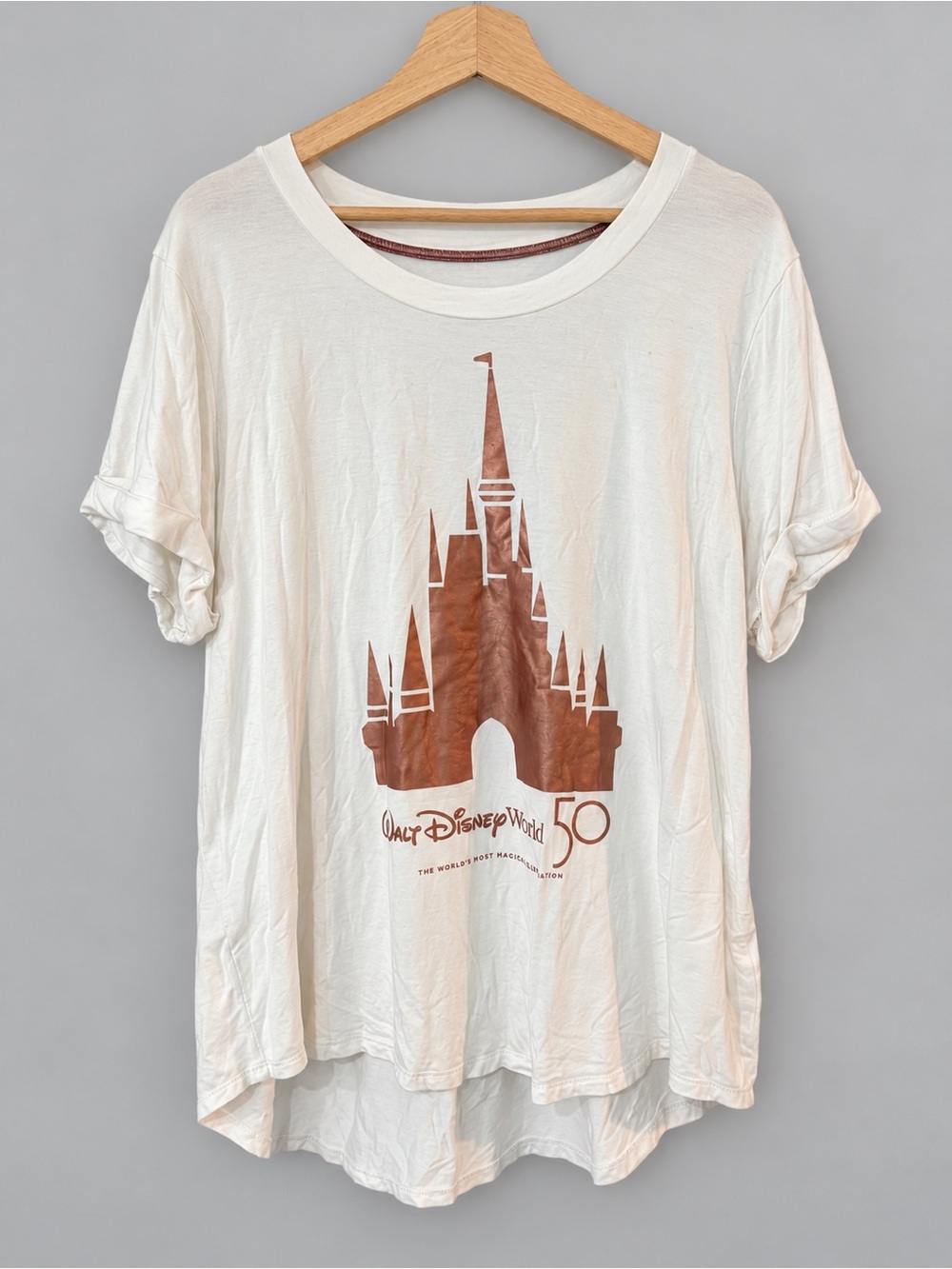 Disney Parks 50th Anniversary Castle white and rose gold tee